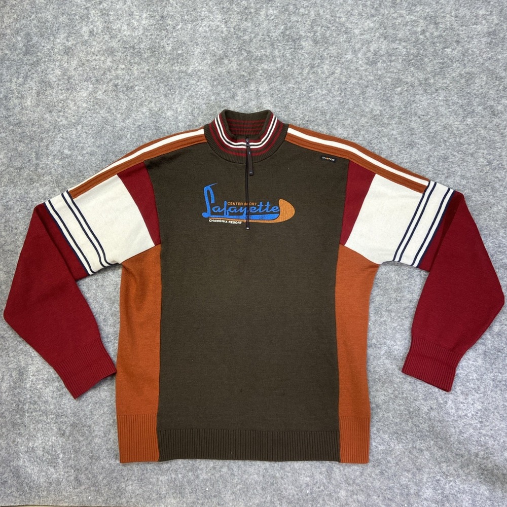 Vintage Energie Y2K Knit Sweater Men's XXL Colorblock Italy Ski wear‎